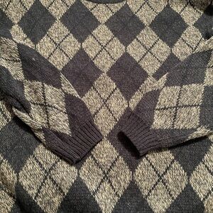Bugle Boy Blue and Cream Argyle Crewneck Sweater